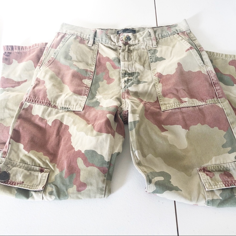 Zara TFR Green Camo Print Straight Leg Cargo Pants 4